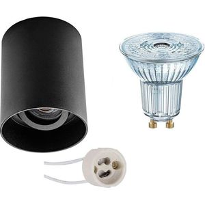 OSRAM - Opbouwspot Set - Parathom PAR16 930 36D - Proma Luxina Pro - GU10 Fitting - Dimbaar - Opbouw Rond - Mat Zwart - 5.5W - Warm Wit 3000K - Verdiept - Kantelbaar - Ø90mm