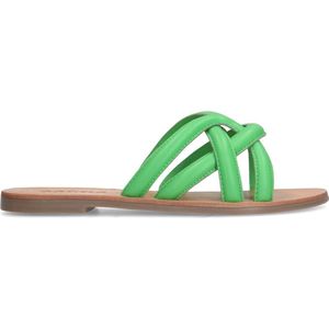 Sacha - Dames - Groene leren slippers - Maat 37