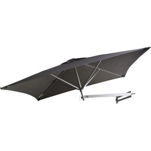 Easysol - Muurparasol Vierkant - 200x200cm - Grijs - Wandparasol - Parasol muurbevestiging - Muurparasols - Wandparasol