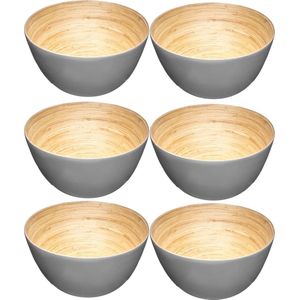 Secret de Gourmet serveer schaaltjes - bamboe grijs - D17 cm - Set 6x