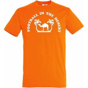 T-shirt kinderen Football In The Dessert | Oranje Holland Shirt | WK 2022 Voetbal | Nederlands Elftal Supporter | Oranje | maat 140