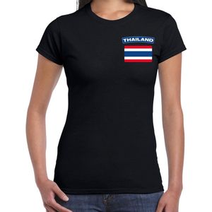 Thailand t-shirt met vlag zwart op borst voor dames - Thailand landen shirt - supporter kleding XL