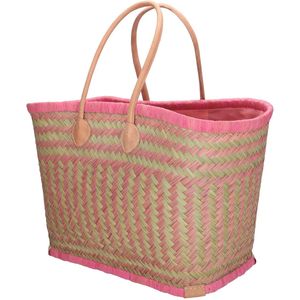 Beagles Bozaka Rieten Mand - Picknick - Strand - Riet - Zomer - Roze