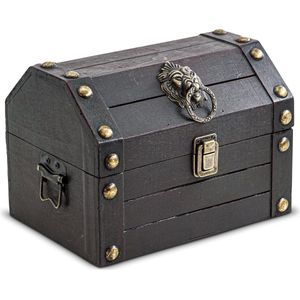 Treasure chest, treasure chest, wooden chest, pirate chest, gift box with lid, 22 x 16 x 16 cm