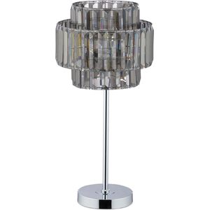 Relaxdays tafellamp kristal - nachtkastlamp - lamp woonkamer - vensterbank - grijs - E14