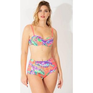 Bikini Set 2 delig- Nieuw Collectie Dames Badmode&Bikini- High Waist beugel Push up Bikini VC714- Oranje Tropische details- Maat 34