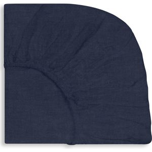 LIS LABELS - Hoeslaken - Little One in Navy - 50x80 cm - Linnen - Babymatras