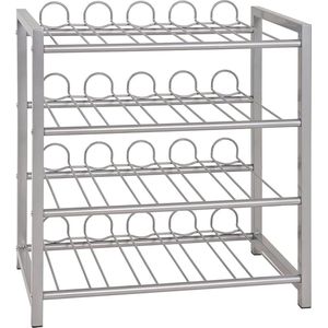 Stijlvol metalen flessenrek - Aluminium, 4 schappen voor 36 flessen - B 54 x D 31 x H 60 cm