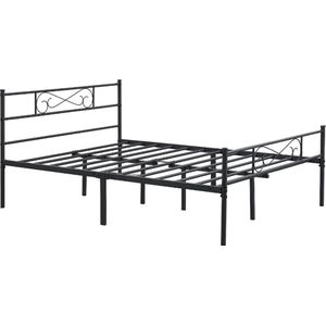 Happyment Luxe Bedframe Metaal - 2 persoons twijfelaar - 140 x 200cm - Incl. lattenbodem - Zwart