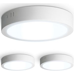 Set van 3 Indiana opbouwspots rond - 12 Watt 1160 Lumen - Wit - 6500K daglicht wit- LED downlight - IP20 stofdicht - 160mm