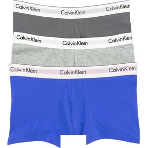 Calvin Klein Trunk 3 Pack Heren Ondergoed - Blauw Grijs Donkergrijs - Maat L