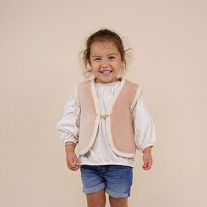 Kids Vest Wool With Velvet Beige