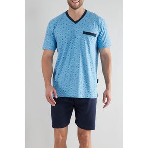 Götzburg shortama heren - blauw met print - 452292/615 - maat 52