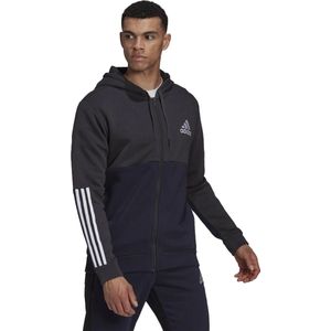 Adidas essentials colorblock fleece hoodie in de kleur zwart.