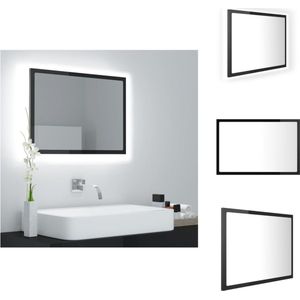 vidaXL Wandspiegel - Hout en Acryl - 60 x 8.5 x 37 cm - Hoogglans Zwart - Badkamerkast