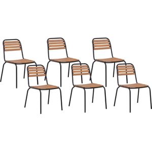 VALLESE - Tuinstoelen set van 6 - Lichthout - Acaciahout