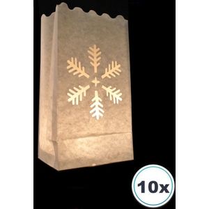 10 X Candlebag Kerst Ster, IJskristal, Sneeuwvlok, candle bag, candlebags,  theelicht, Volanterna®