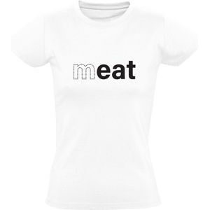 M EAT Dames T-shirt | Meat | Boer | Kok | Biefstuk | Koe | Rundvlees | Horeca | Restaurant | Vlees | BBQ | Shirt