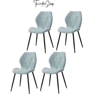 Eetkamerstoelen - Mint - Set van 4 - metalen stoelpoten - Velvet - Fluweel - kuipstoel - 42 x 48 x 86 cm (LxBxH)