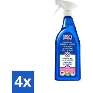 Blue Wonder - Desinfectie Reiniger - Badkamer - Krachtige Hygiëne - 750ml - Voordeelverpakking - 4 stuks