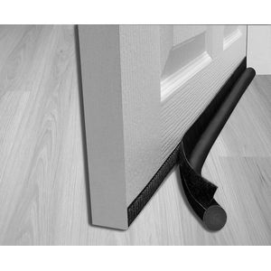 Tochtstopper 90 cm: Koudebescherming onder aan de deur, eenzijdig met zelfklevende afdichting, bescherming tegen tocht en lawaai, weerstrip voor deur seal strip, Zwart
