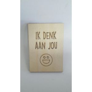 Houten ansichtkaart: Ik denk aan jou