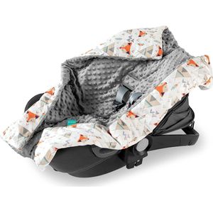 zachte wikkeldeken voor babyzitje - Babydeken compatibel met Maxi Cosi en wandelwagen - Universeel en geschikt voor driepuntsgordel - Vos