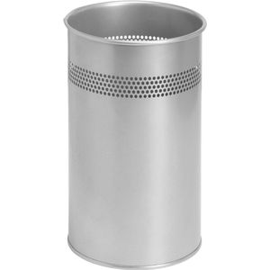 BRASQ Prullenbak Metaal Kantoor/ Thuisgebruik - Vuilnisbak - Afvalemmer - Papierbak - Rond - Prullenbakken - Zilver 21 liter