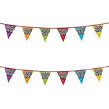 2x stuks vlaggenlijnen met glitters 20 jaar thema feestartikelen - Verjaardag versieringen - 8 meter - Plastic