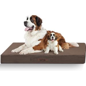 XXL hondenkratbed - orthopedisch waterdicht hondenbed voor grote honden, afneembare wasbare hoes, eierkrat schuimmat, geschikt voor honden tot 130 kg, karamel