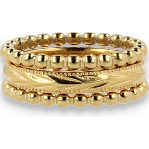 My Bendel Ringenset goudkleurige details - Ringenset van 3 goudkleurige ringen - Met luxe cadeauverpakking
