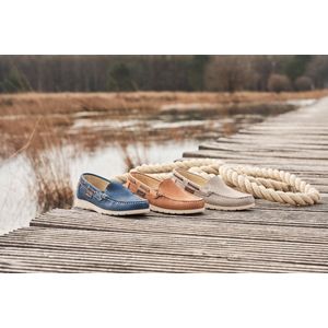 Travelin Seatown - Dames Instappers - Leren Moccasins - Grijs