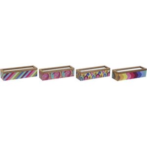 Box for Infusions DKD Home Decor Wit Multicolour Hout MDF (4 Stuks)