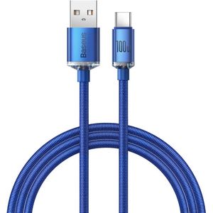 Baseus - Data Cable Crystal Shine (CAJY000403) - USB to Type-C, 100W, 1.2m - Blue