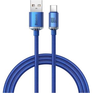 Baseus - Data Cable Crystal Shine (CAJY000403) - USB to Type-C, 100W, 1.2m - Blue