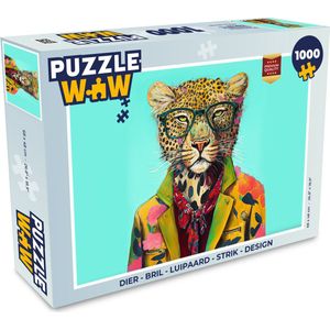 Puzzel Dier - Bril - Luipaard - Strik - Design - Legpuzzel - Puzzel 1000 stukjes volwassenen