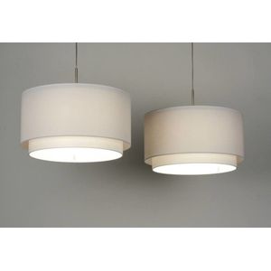 Lumidora Hanglamp 30133 - BERLIN - 2 Lichts - E27 - Wit - Textiel