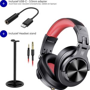 OneOdio A71 Fusion Rood + USB-C naar 3.5mm adaptor + headset houder