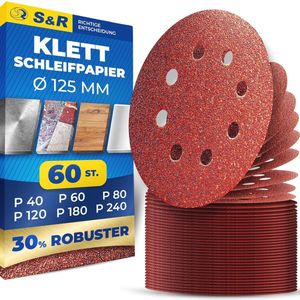 Set van 60 Klittenband Schuurschijven 125 mm - Diverse Korrelgroottes voor Vlakschuurmachines