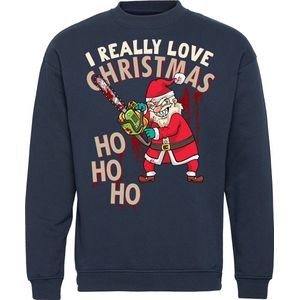 Kersttrui Really Love Christmas | Foute Kersttrui Dames Heren | Kerstcadeau | Navy | maat 140/152