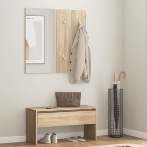 vidaXL Garderobe set - Sonoma eiken - 4-delig Halbank - Gangkast - Houten Meubels - Bewerkt Hout - Sonomaplank