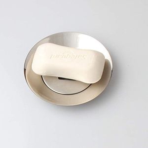 Ronde zeepschaal roestvrij staal zeephouder bad dubbellaags aftappen zeepdoos - zilver - 12x12cm - stijlvolle badkameraccessoire
