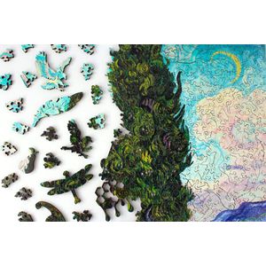 Inside Adventure | Unieke stukjes in de Vorm van Dieren en Planten | Houten Puzzel voor Kinderen en Volwassenen | Unieke Whimsy Stukjes | Cypresses Van Gogh 553 Stukjes | Vormenpuzzel