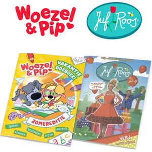 Woezel & Pip + Juf Roos - Vakantieboek voor kinderen Voordeelbundel - 2 vakantie doeboeken vanaf 3 jaar