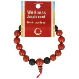 Ruben Robijn Jaspis rood powerbead mannen armband + kaart 21 cm
