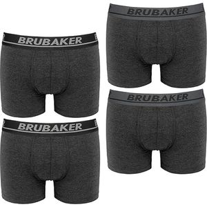 BRUBAKER Heren Boxershort 4-pack Retroshorts - Hipster Boxershorts met Elastische Tailleband Comfortabel en Ademend - Heren Ondergoed van Katoen en Lycra