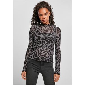 Urban Classics - AOP Mesh Turtleneck Longsleeve top - 4XL - Grijs/Zwart