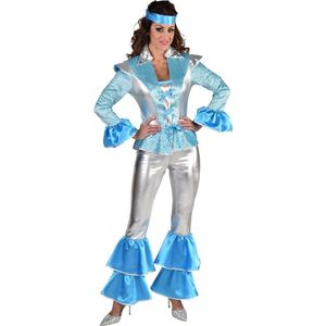 Magic By Freddy's - ABBA Kostuum - Does Your Mother Know Dancing Queen Abba - Vrouw - Blauw, Zilver - Large - Carnavalskleding - Verkleedkleding