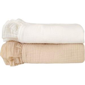 mousseline, ruches, deken voor baby's, 100% GOTS biologisch katoen, ademende babydeken van gecertificeerd biologisch katoen, babydeken voor pasgeborenen (100 x 100 cm) (beige)