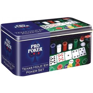 Texas Hold'em Poker Set in Tin - Complete Pro Poker Set for Ages 11+, Includes 200 Chips, 2 Decks of Cards, and Poker Mat